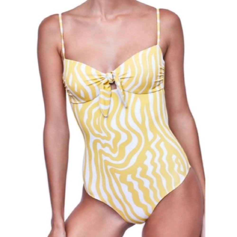 Devon Windsor Willow Full One Piece in Yellow Zebra Beachy Island Tropical Swim